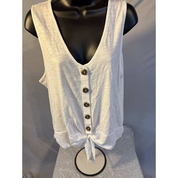 Sanctuary New NWT White Easy Shirt Top Blouse Casual womens Size XL Sleeveless - Picture 1 of 2